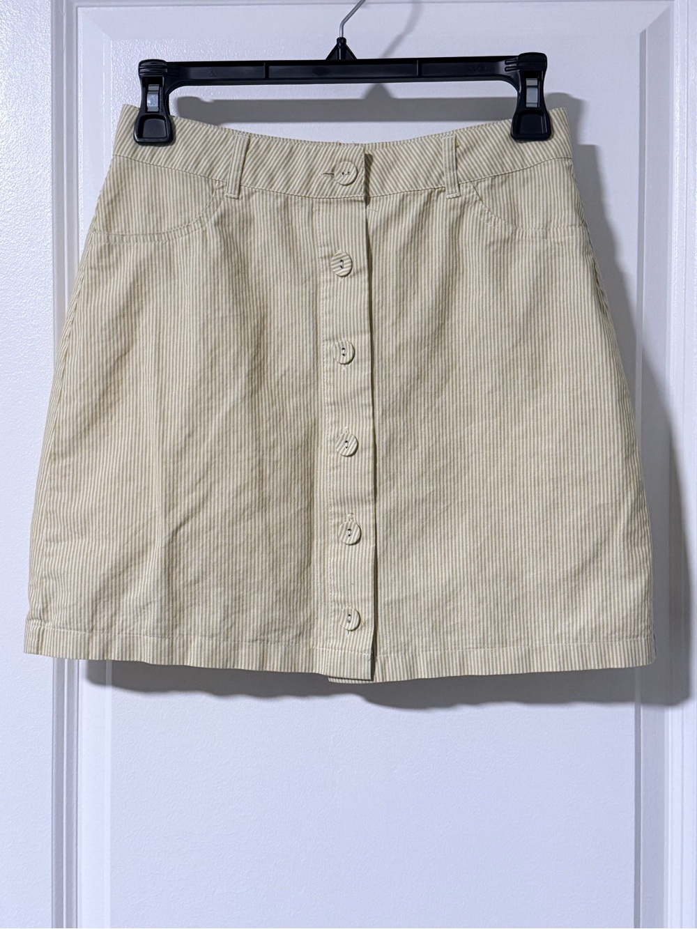Forever 21 Button-Front Cream Pinstripe Mini Skirt